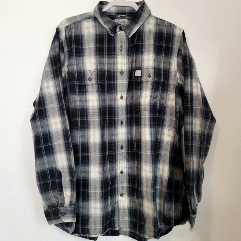 Carhartt | Blue Plaid Button Down Relaxed Fit Shirt Size XL Tall